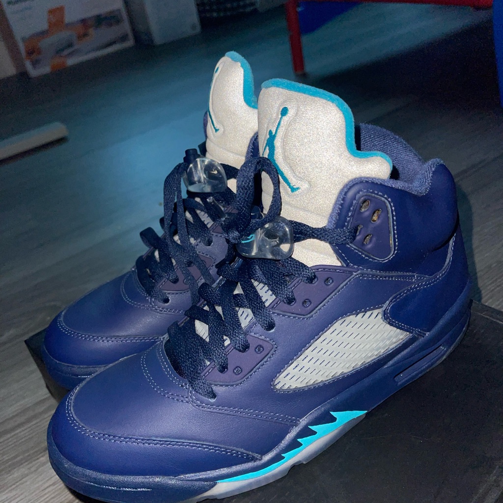Jordan 5 Midnight Mavy/Tros Blue-Wht